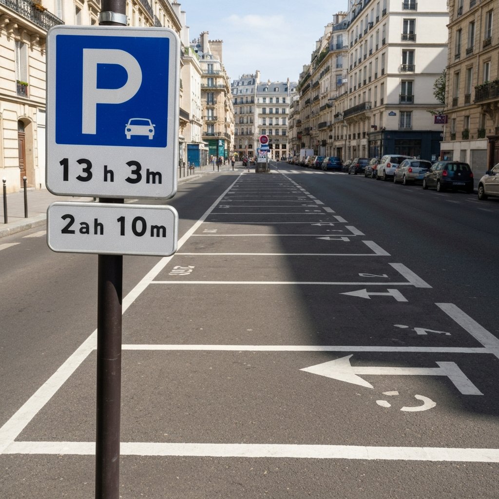 Panneau réglementation stationnement places marquées France