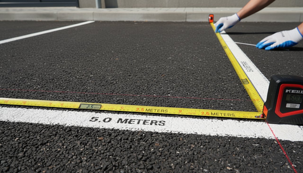 Schéma des dimensions réglementaires d'une place de parking standard selon la norme NF P91-100