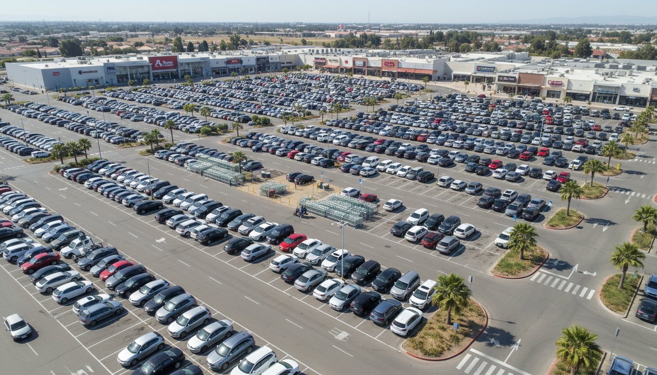 Marquage parking grande surface optimisation circulation stationnement hypermarché