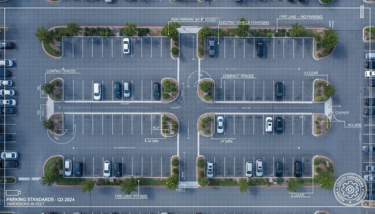 Schéma normalisé NF P 91-100 dimensions et marquage places parking