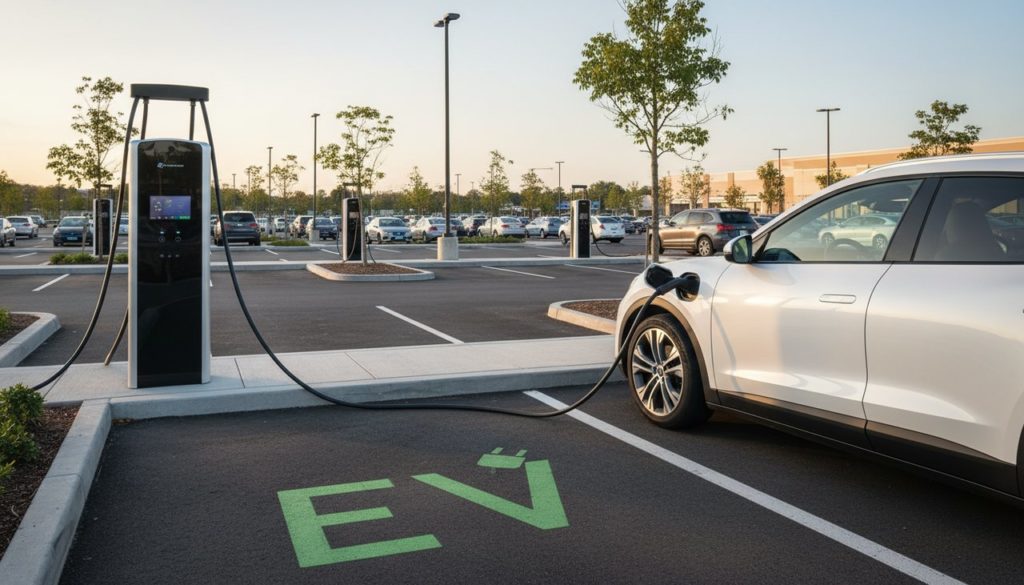 Place Parking Véhicule Électrique : Marquage et Borne de Recharge