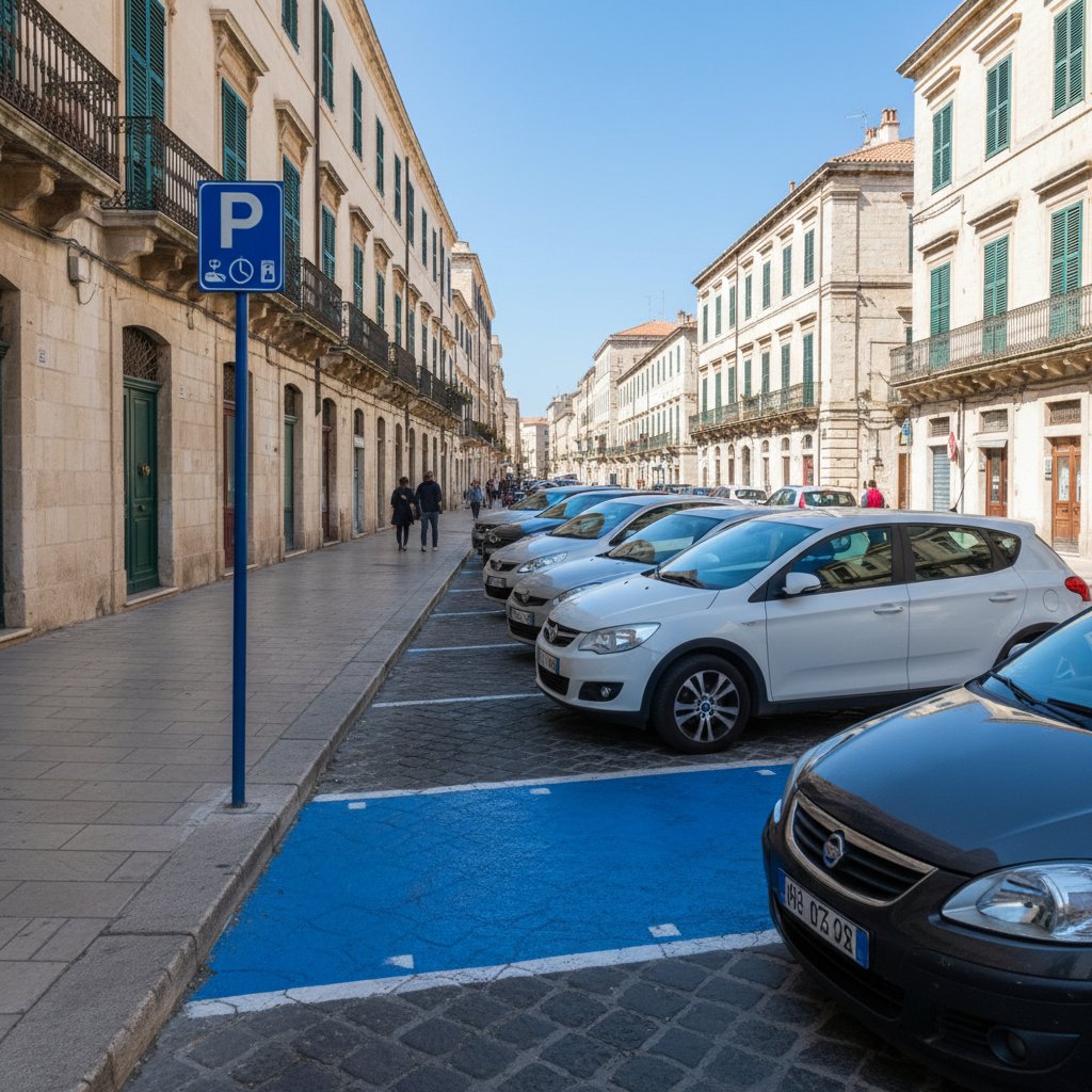 Voitures stationnées en zone bleue avec marquage au sol bleu