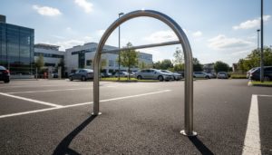 Arceau de parking anti-stationnement dans un parking couvert