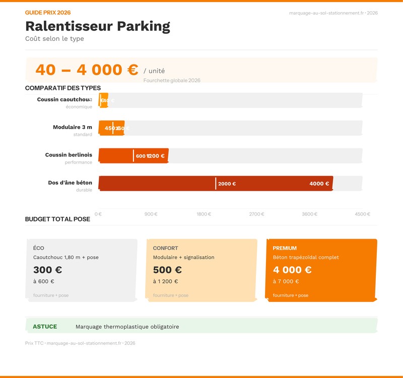 Infographie prix ralentisseur parking
