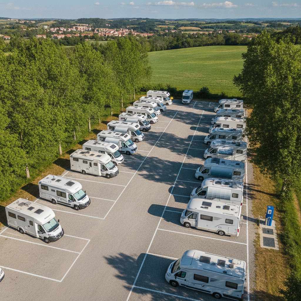 aires de stationnement camping-car - illustration