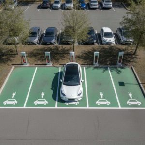 marquage place parking voiture electrique - illustration