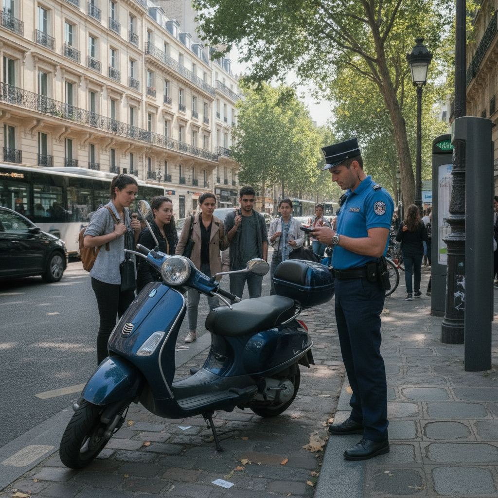 scooter garé illégalement trottoir paris amende verbalisation