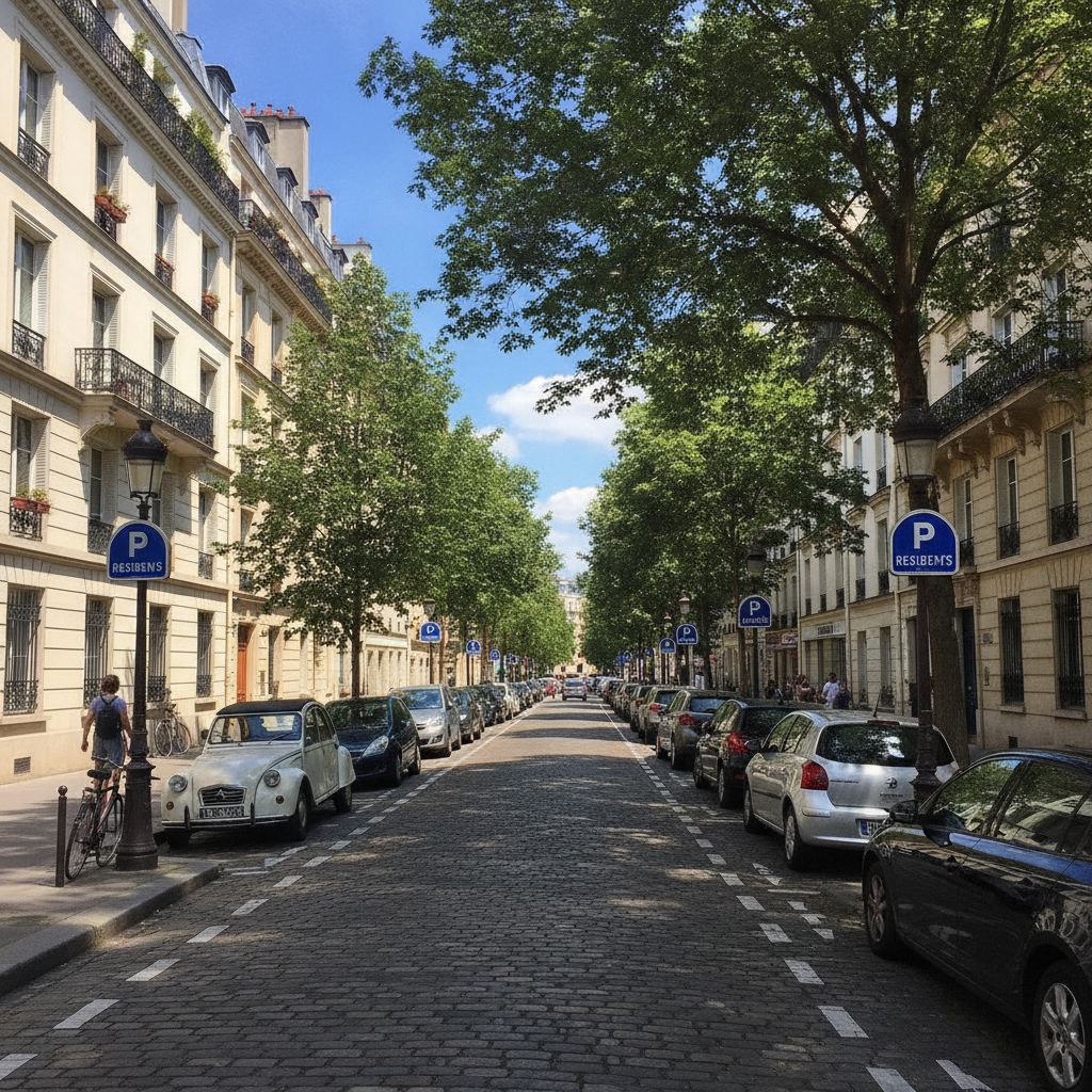 stationnement résidentiel paris rue avec places marquées