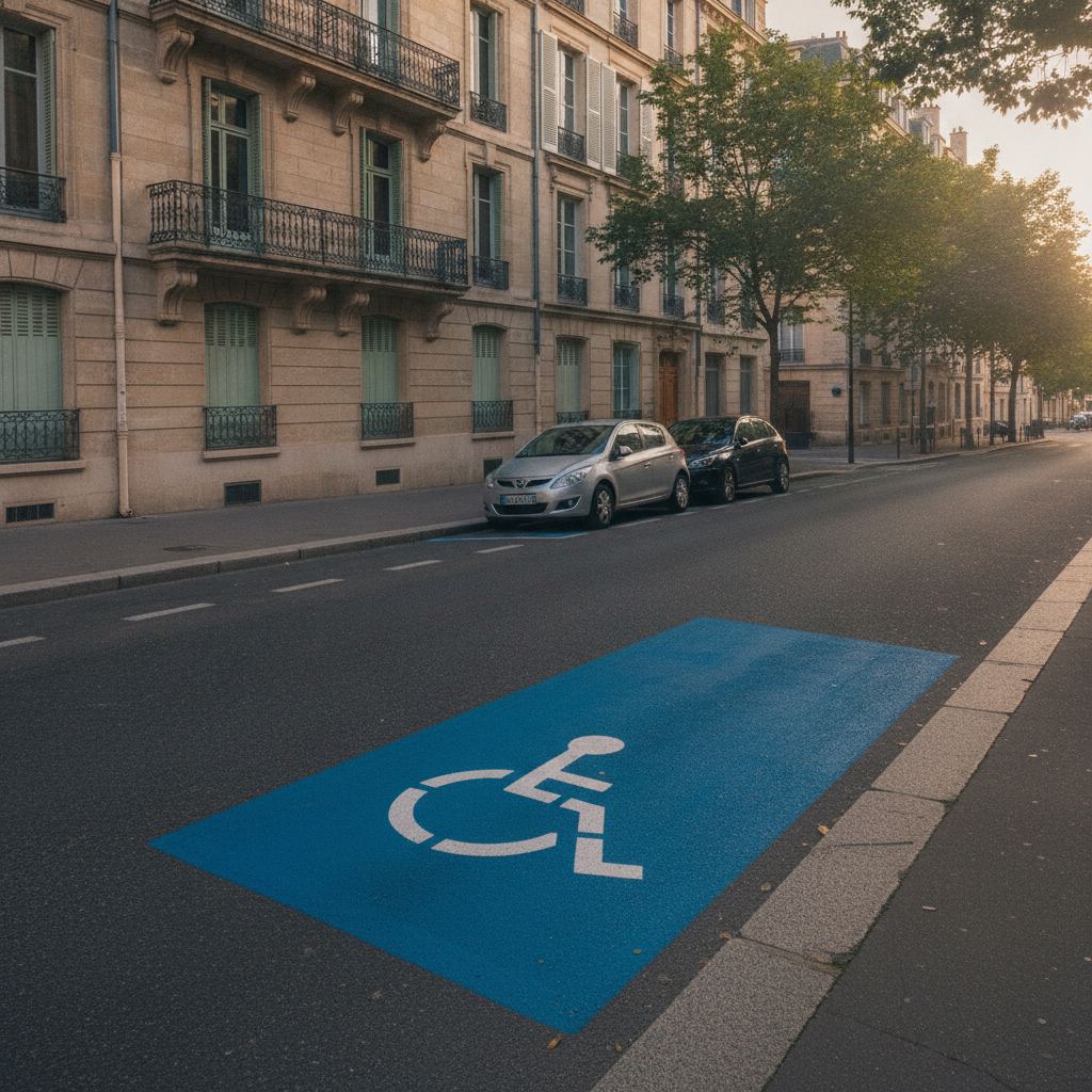 place handicapé payant marquage au sol zone urbaine centre-ville
