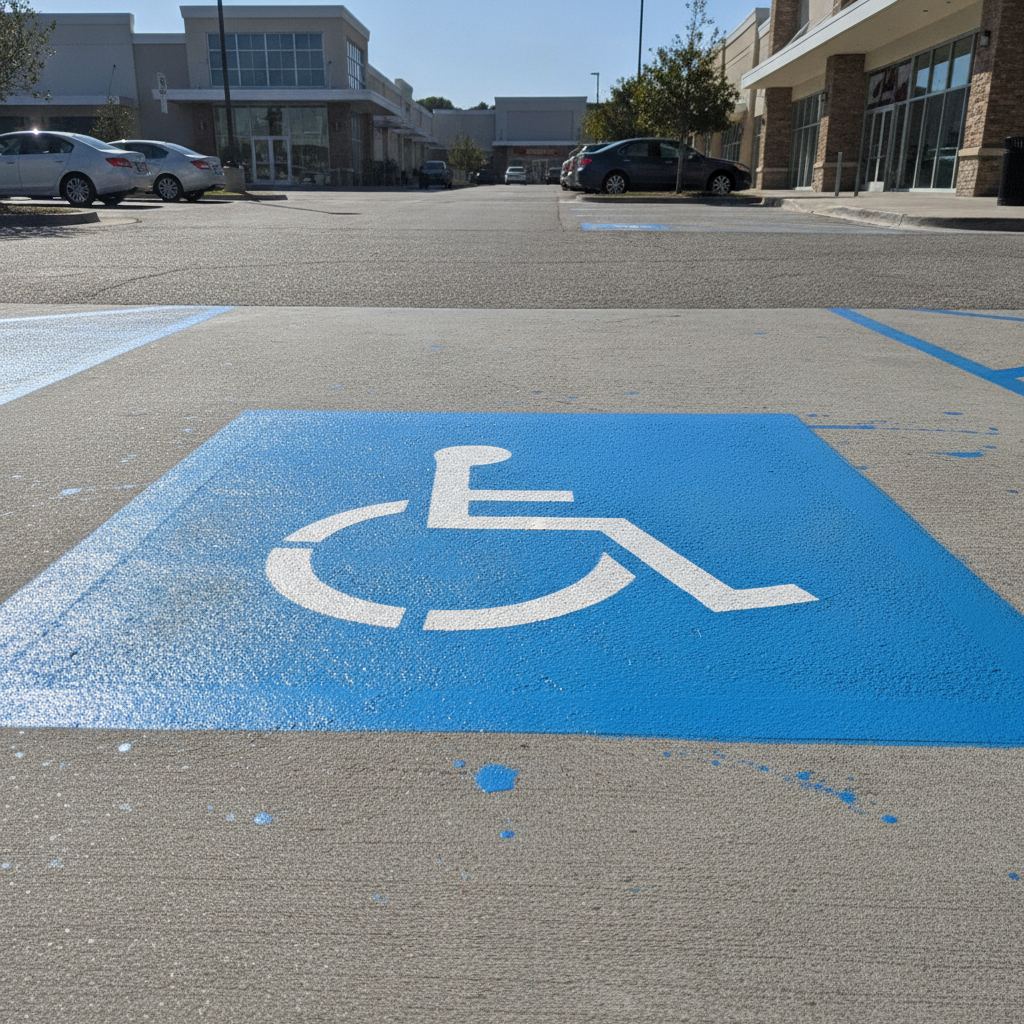 place handicapé payant marquage bleu pictogramme fauteuil roulant
