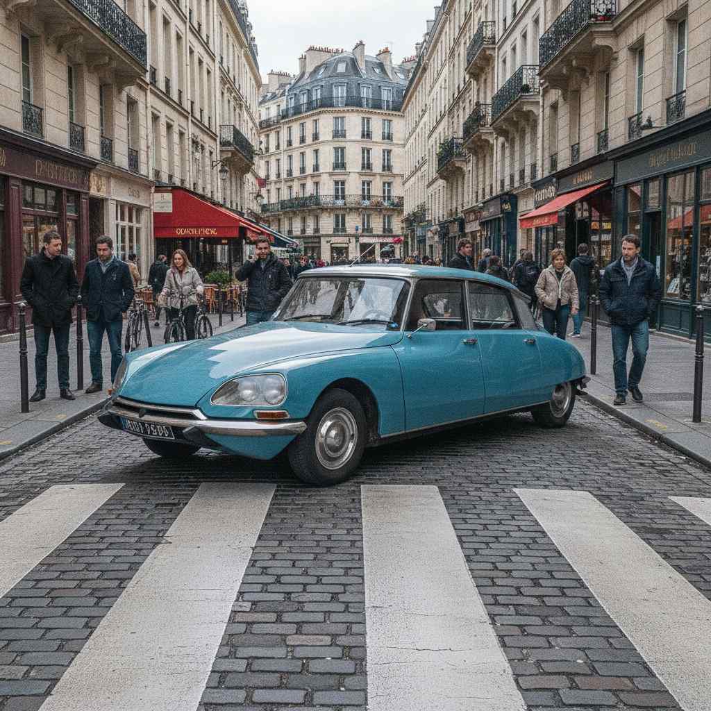 voiture garée sur un passage piéton en zone urbaine, exemple de stationnement très gênant
